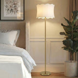 Textured Ceramic Floor Lamp with Scallop-Shaped Shade, Gold