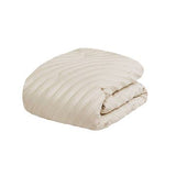 7-pcs Diagonal Stripes Raised Jacquard Comforter Set, Beige
