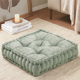 Tufted Chenille Square Floor Pillow Cushion, Desert Sage