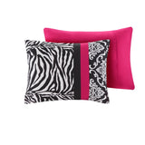 Zebra Damask 4-Piece Comforter Set, Hot Pink