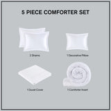 Cotton Sateen Luxury Comforter/Duvet Cover Set, White