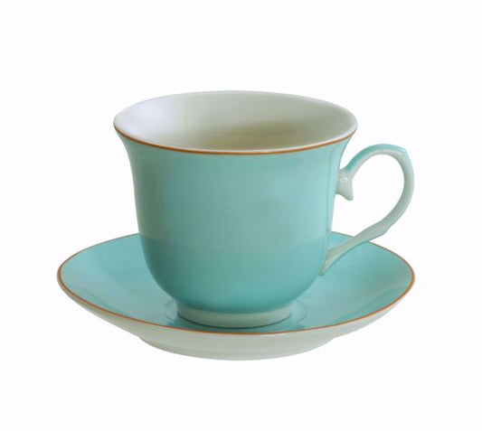 Ceramic Powder Blue Teacup & Saucer Set