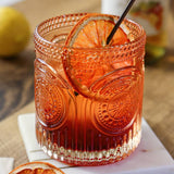 10oz Rose Gold Ribbed Floral Drinking Glass Set