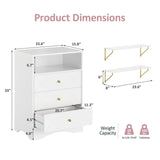 Dresser with Drawers & Floating Shelves, 3 Drawer Dresser