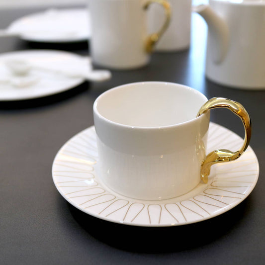 Cutlery Fork Handle Cup & Saucer with 24K Gold