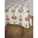 Tropical Garden 59" X 118" Tablecloth - Crimson & Chartreuse