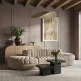 Rummi - Oval Velvet Performance Fabric Upholstered 8 Piece Modular Sectional