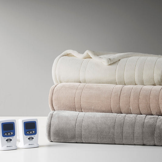 App-Enabled Heated Blanket with Alexa/Google Home, Taupe