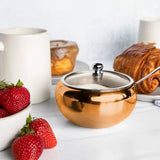 Kook Large Stainless Steel Sugar Bowl, Lid & Spoon