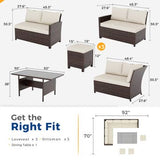 7 Piece High Curved Back Outdoor Dining Sectional Sofa
