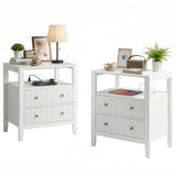 Fluted Nightstand with Charging Station
