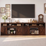 Barn Door Tv Stand 65" - Farmhouse Media Console, 5 Shelves