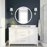 Santosh Round Glossy White Scalloped Mirror