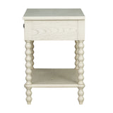 26"H Large Turned Wood Spindle Nightstand, Antique Cream
