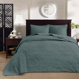3 Piece Reversible Cottage Quilt Set, Balsam Green