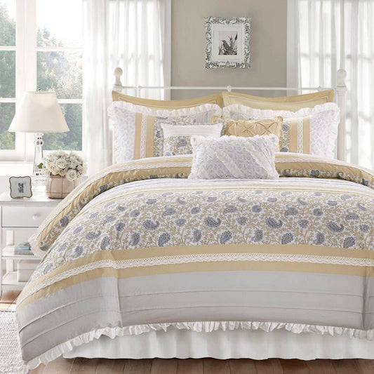 Wholesale Shabby Chic 9-Piece Comforter/Duvet Cover Set, Yellow