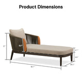 PURPLE LEAF Hailar Olefin Patio Chaise Lounge Chair , Upholstered Pool Lounge Chairs for Outdoor with Teak Armres for Deck, Pool, Lawn, Garden, Courtyard, Porch