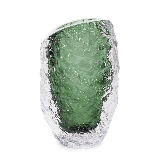 Emerald Crystalized Glass Vase- Medium