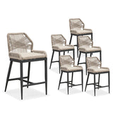 PURPLE LEAF Outdoor Bar Stool Set of 6, Wicker Chairs Bar Chairs with Cushion, All-Weather Patio Furniture kitchen stools