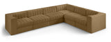 Rummi - Velvet Performance Fabric Upholstered 6 Piece Modular Sectional (With 3 Corner Chairs)