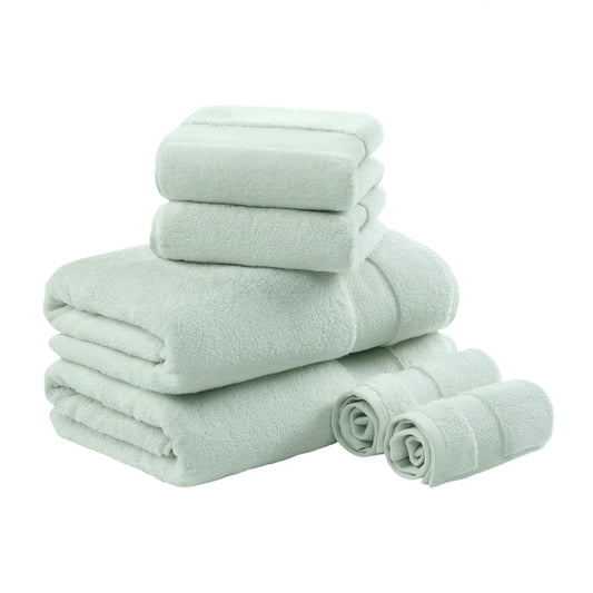 Turkish Cotton 6-Piece Bathroom Towel Set, Seafoam