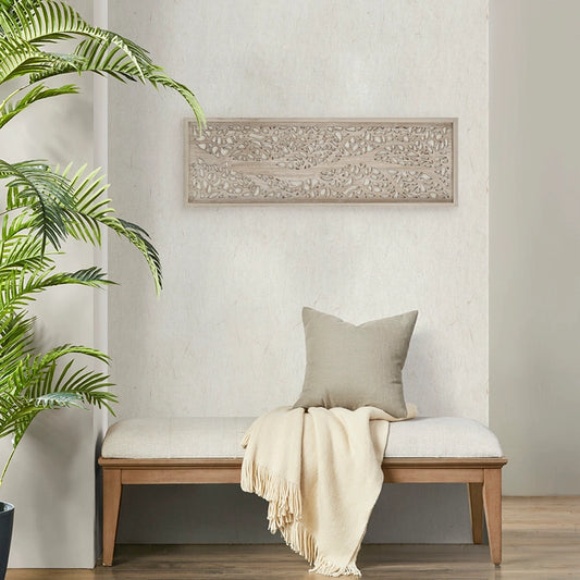 Botanical Carved Branches Reclaimed Wood Wall Decor, Natural