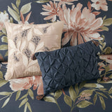 Watercolor Floral Comforter/Duvet Cover Set, Navy Blue/Blush