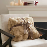 Faux Fur Velvet Throw Blanket 50x60", Tan