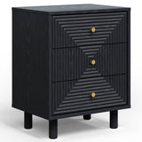 Black 3 Drawer Nightstand, Small Dresser Wooden Storage