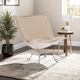 Scroll Puff Chair Linen Slub Natural Titanium Frame