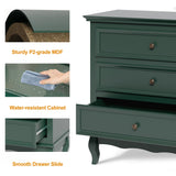Green 3 Drawer Dresser For Bedroom, Wide Chest of Drawers