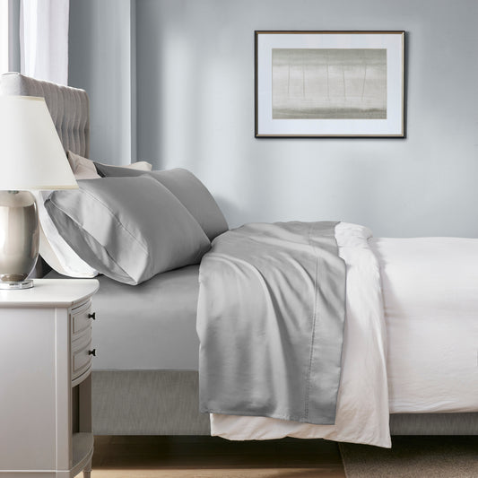 1000TC 4 Piece Deep Pocket Cotton Blend Sheet Set, Grey