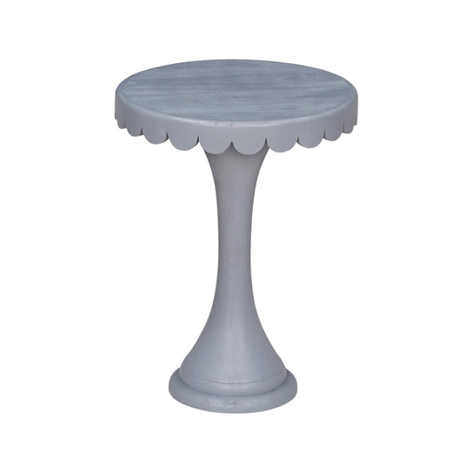 Scalloped Round Drink Table Light Blue