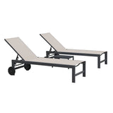 PURPLE LEAF Outdoor Chaise Lounge with Wheels Patio Lounge Chair Recliner