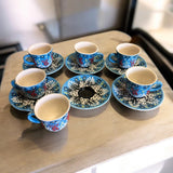 Ceramic Embossed Turkish Coffee Set, 12-Piece