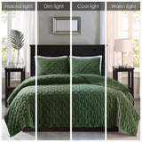 Velvet 3-Piece Quilt Set, Green