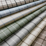 Plaid Fleece Lining Window Curtain Panel, Linen Blue