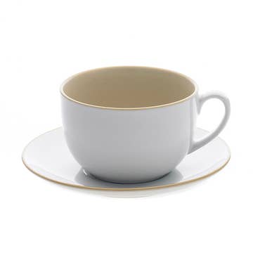 Ullu Line Large Stoneware Cup & Saucer 16 oz