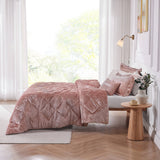 Crushed Velvet 4-Piece Comforter or Duvet Cover Set, Blush