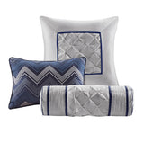 Silky Tufted 7-Piece Comforter Set, Navy Blue