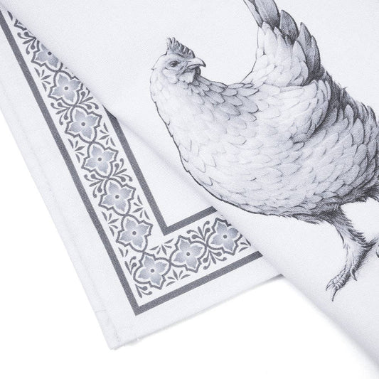 Black & White Gertrude Chicken Tea Towel