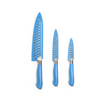 EcoCut 3 Piece Kitchen Knife Set With Blade Guards, Blue