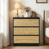 Wide Nightstand with 3 Drawers, Modern Chest of Drawers