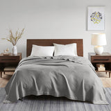 All-Season Egyptian Cotton Woven Bedding Blanket, Grey