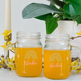 12 oz. Mason Jar Mug with Lid - Boho Rainbow Babe (Set of 6)