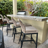 PURPLE LEAF Outdoor Bar Stools Wicker Rattan Bar Stools with Back Aluminum Outside Garden Patio Bar Chairs