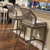 PURPLE LEAF Outdoor Bar Stools Wicker Rattan Bar Stools with Back Aluminum Outside Garden Patio Bar Chairs