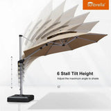 PURPLE LEAF Double Top 11 ft Round Outdoor Patio Umbrella with High Quality Sunbrella Fabric
