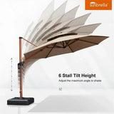 PURPLE LEAF Double Top 11 ft Round Outdoor Patio Umbrella with High Quality Sunbrella Fabric