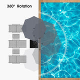 PURPLE LEAF Large Round Patio Cantilever Umbrella With Base for Deck, Pool, Backyard
